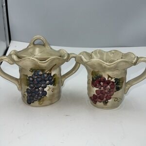 TableTops Unlimited Cabernet 3 piece Creamer &‎ Sugar Bowl w/Lid